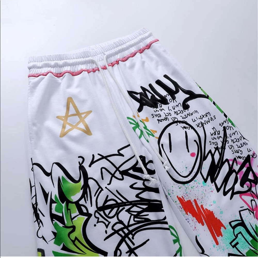 Women Baggy Pants Y2K Graphic Drawstring Loose Jogger Cinch Sweatpants - Picture 4 of 7
